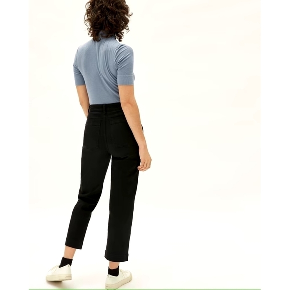 Everlane Pant The Straight Leg Crop Washed Black High Rise Stretch Ankle NEW - Picture 2 of 14